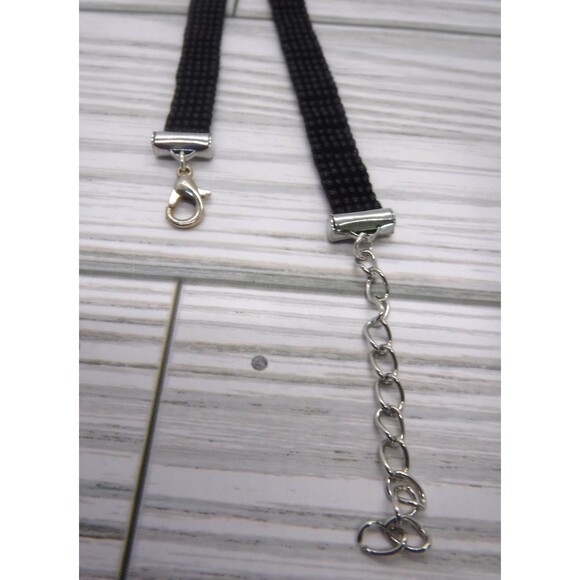 Loom Beaded Choker Necklace w/ Fringe Black - Picture 4 of 4